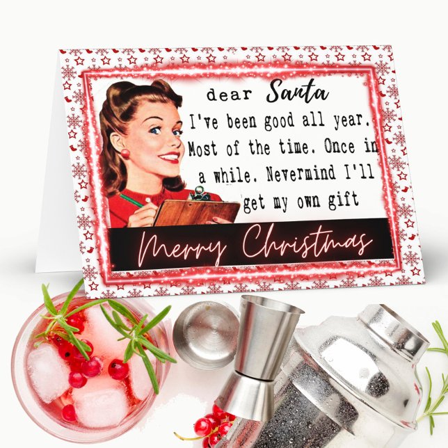 Funny Christmas Card Retro Best Friend Dear Santa Kort (Skapare uppladdad)