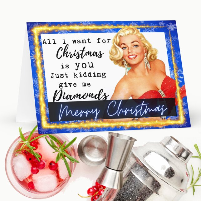 Funny Christmas Card Retro Best Friend Diamonds Kort (Skapare uppladdad)