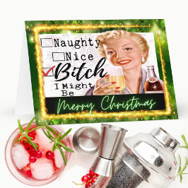 Funny Christmas Card Retro Best Friend Naughty Kort