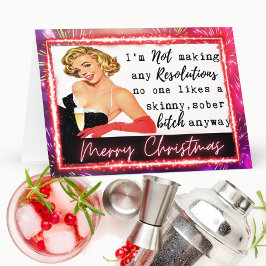 Funny Christmas Card Retro Best Friend NYE  Kort