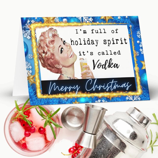 Funny Christmas Card Retro Best Friend "Vodka" Kort (Skapare uppladdad)