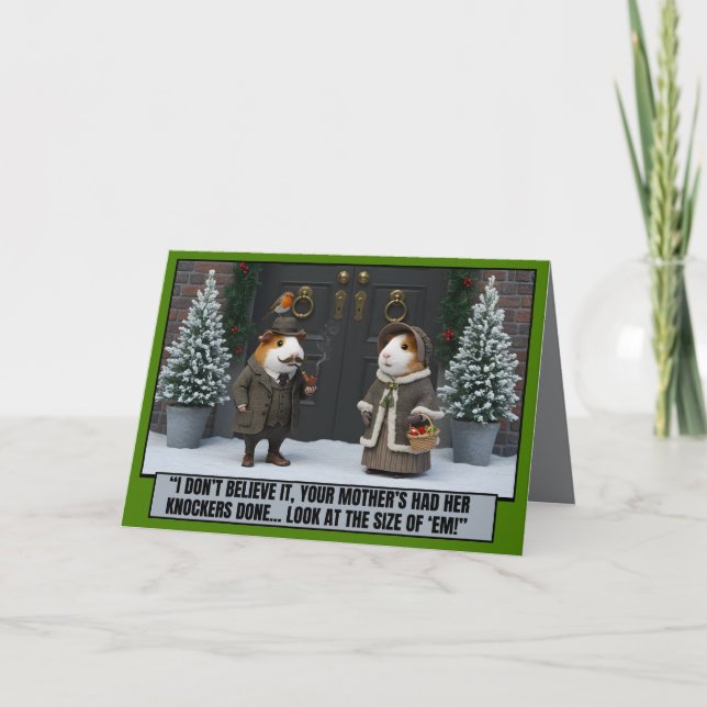 Funny Christmas cards in a Victorian style Kort (Framsida)