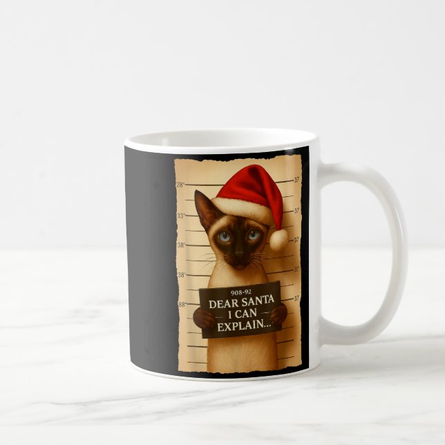 Funny Christmas Cat- Cute Siamese Santa Hat Tee  Kaffemugg (Höger)