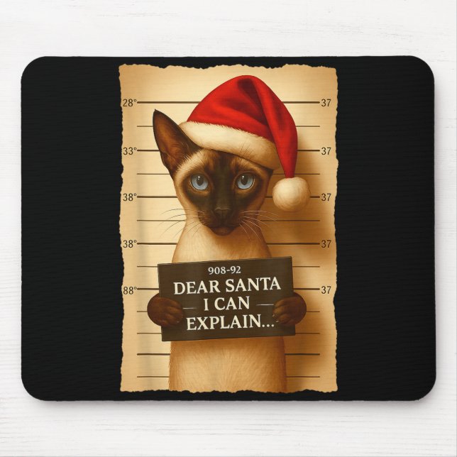 Funny Christmas Cat- Cute Siamese Santa Hat Tee  Musmatta (Framsidan)