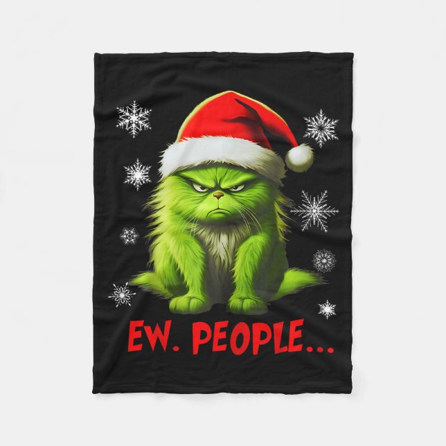Funny Christmas Cat Ew People Meowy Cat Lovers Men Fleecefilt (Framsidan)