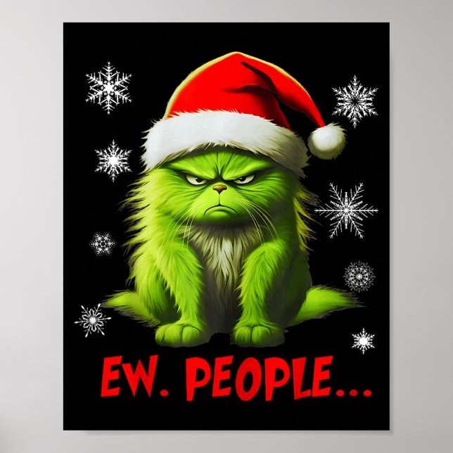 Funny Christmas Cat Ew People Meowy Cat Lovers Men Poster (Framsidan)