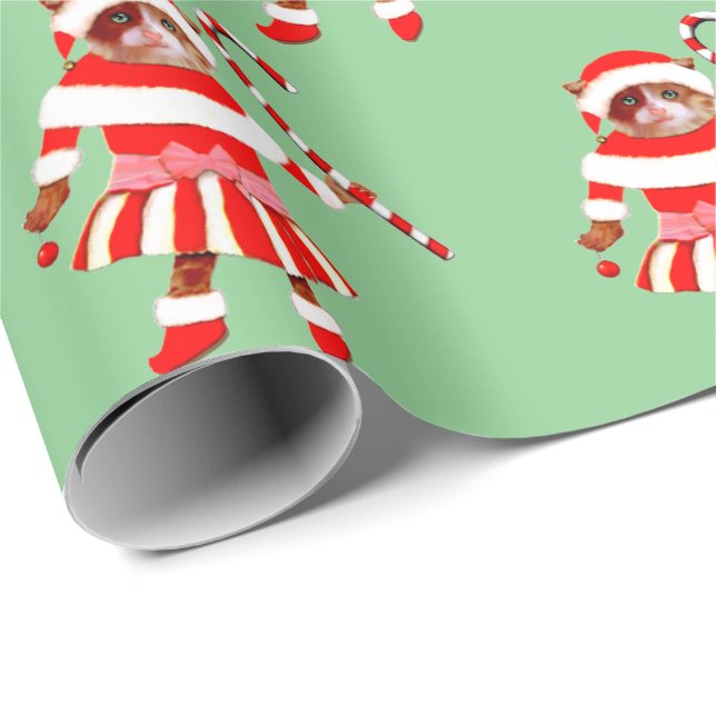 Funny Christmas Cat Gift Wrapping Paper Presentpapper (Rullad Hörn)