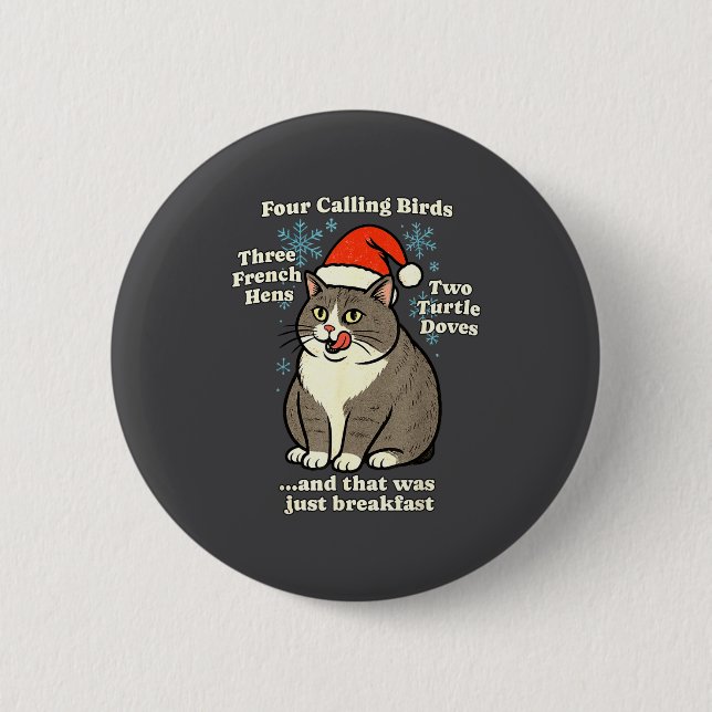 Funny Christmas Cat Meme Caroling Holiday Santa Ha Knapp (Framsida)