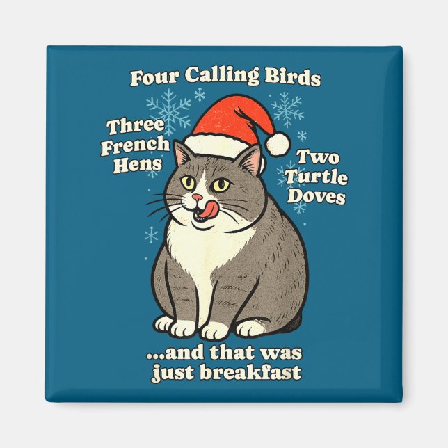 Funny Christmas Cat Meme Caroling Holiday Santa Ha Magnet (Framsidan)