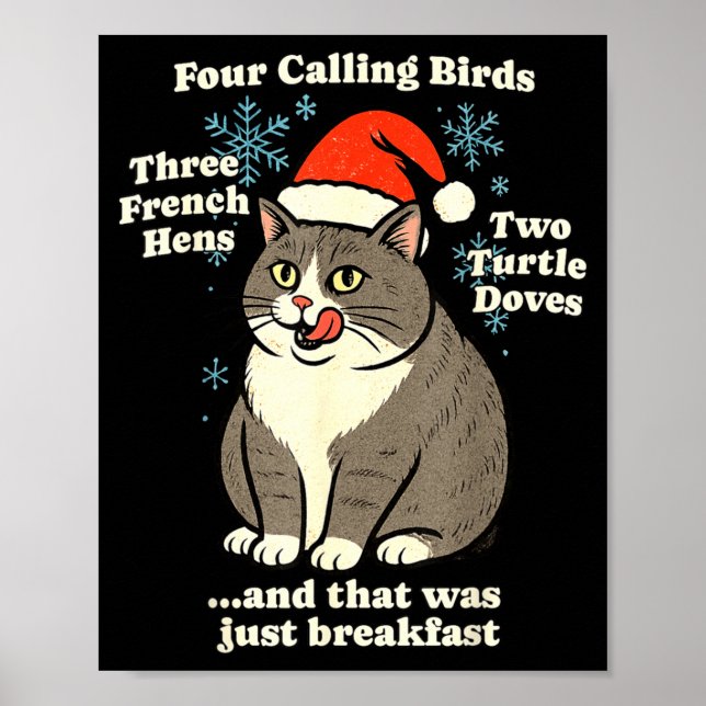 Funny Christmas Cat Meme Caroling Holiday Santa Ha Poster (Framsidan)