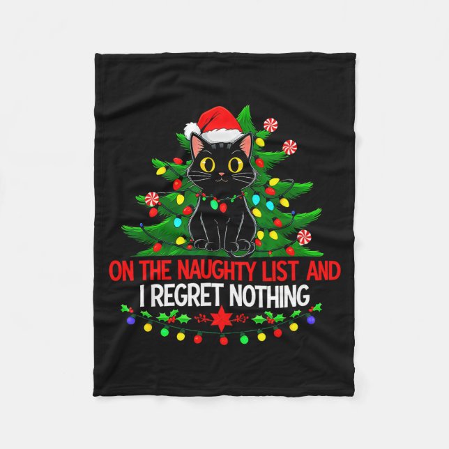 Funny Christmas Cat On The Naughty List I Regret N Fleecefilt (Framsidan)