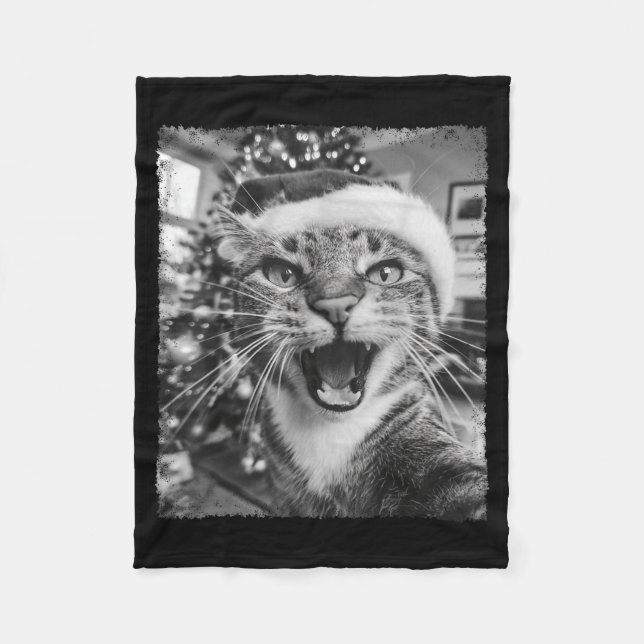 Funny Christmas Cat Selfie  Fleecefilt (Framsidan)