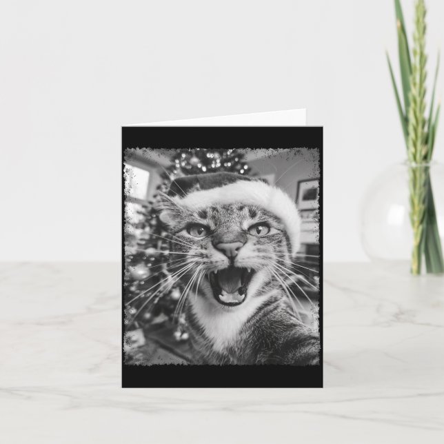 Funny Christmas Cat Selfie  Kort (Framsida)