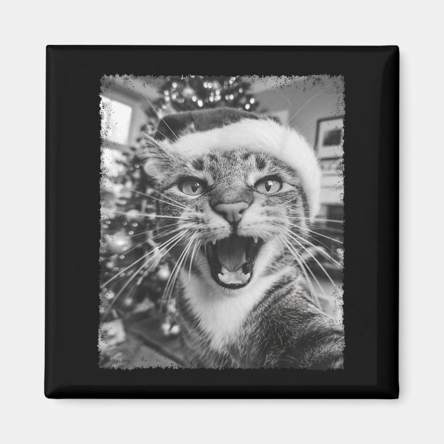 Funny Christmas Cat Selfie  Magnet (Framsidan)