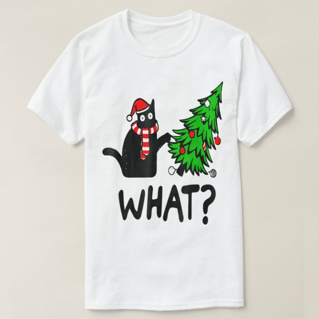 Funny Christmas Cat Tree Design T Shirt (Design framsida)