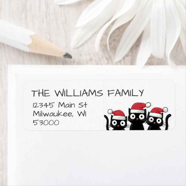Funny Christmas Cats Holiday Returadress Etikett (Insitu)