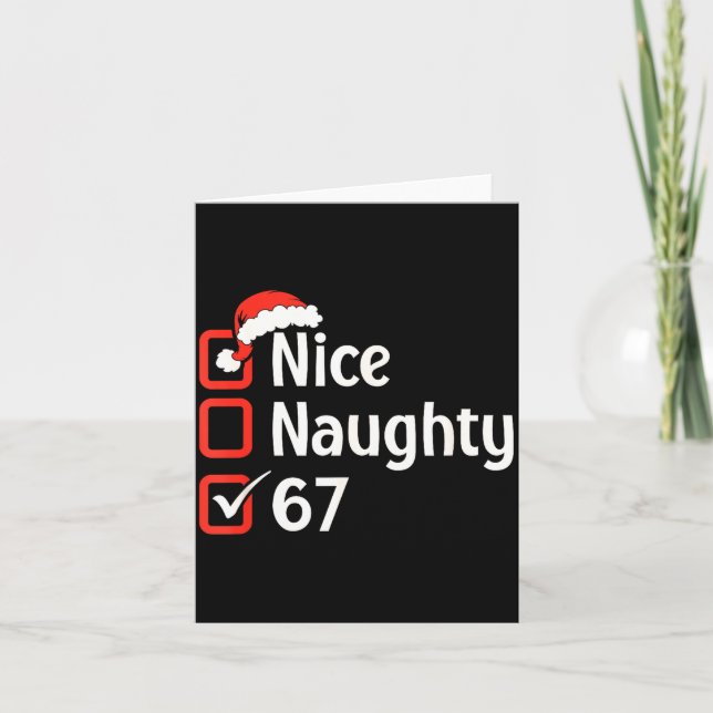 Funny Christmas Checked List Nice Naughty 6 7 Meme Kort (Framsida)