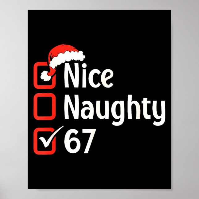 Funny Christmas Checked List Nice Naughty 6 7 Meme Poster (Framsidan)