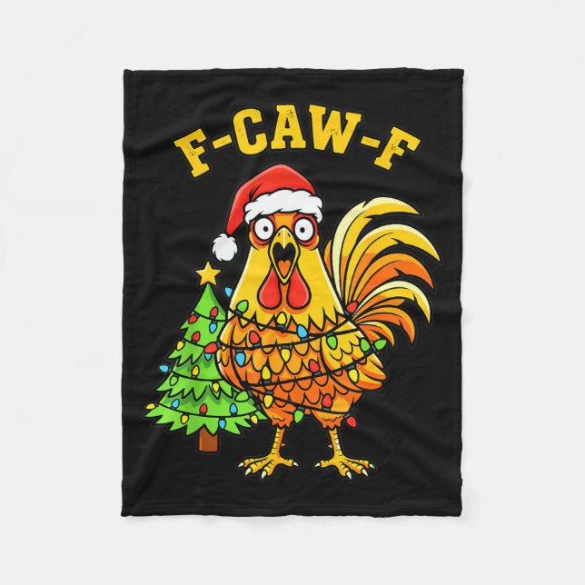 Funny Christmas Chicken Lights Santa Hat F-caw-f  Fleecefilt (Framsidan)