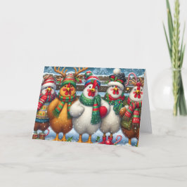 Funny Christmas Chickens Helgkort