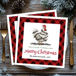 Funny Christmas chickens napkins custom name edit Pappersservett
