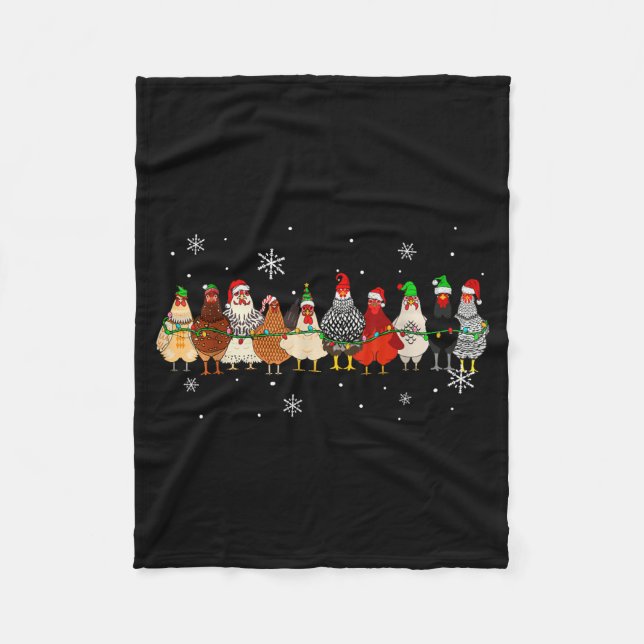 Funny Christmas Chickens Xmas Chicken Farm Animals Fleecefilt (Framsidan)
