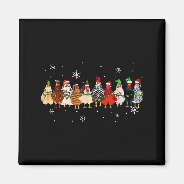 Funny Christmas Chickens Xmas Chicken Farm Animals Magnet (Framsidan)