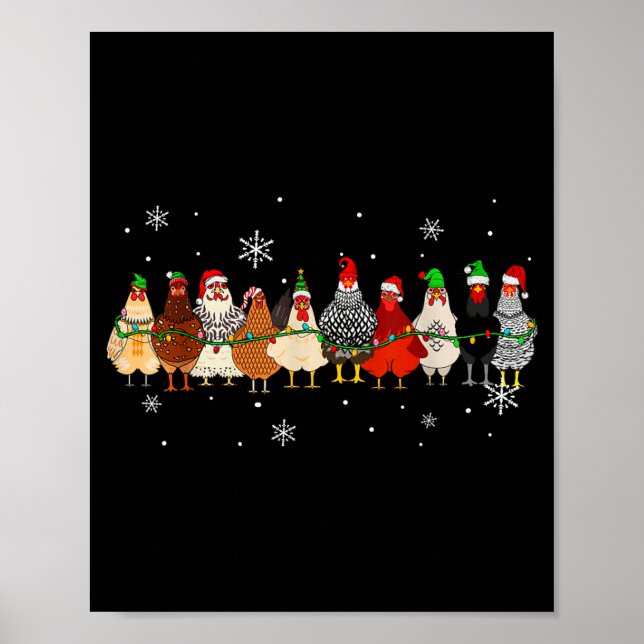 Funny Christmas Chickens Xmas Chicken Farm Animals Poster (Framsidan)