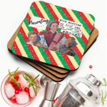 Funny Christmas Coaster Retro Best Friend Parent