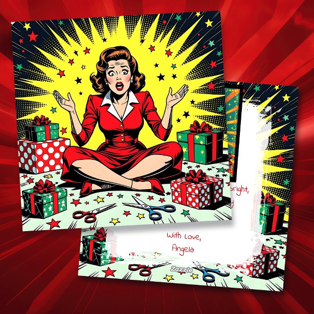 Funny Christmas, Coffee and Panic Retro Humorous Julkort (Skapare uppladdad)