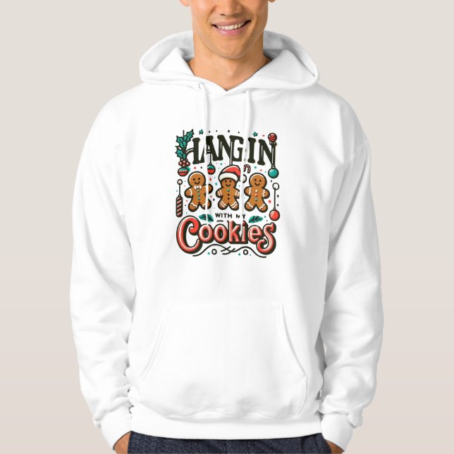 Funny Christmas Cookie Gingerbread Illustration  Hoodie (Framsida)