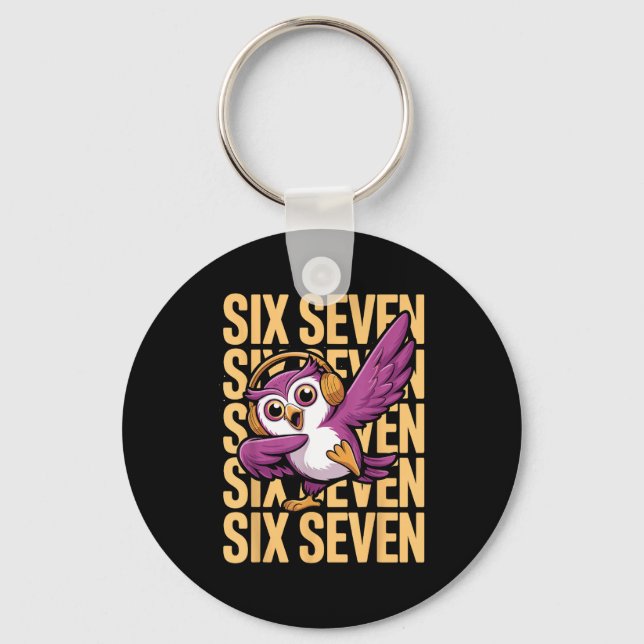 Funny Christmas Cool Owl Dabbing Xmas Dab Six Seve Nyckelring (Framsida)