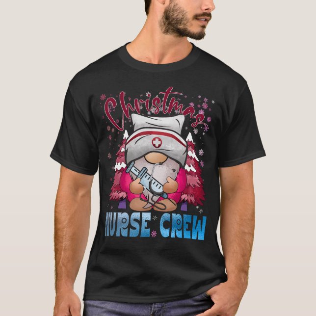 Funny Christmas Costume Nurse Crew ,  gnome shirt  T Shirt (Framsida)