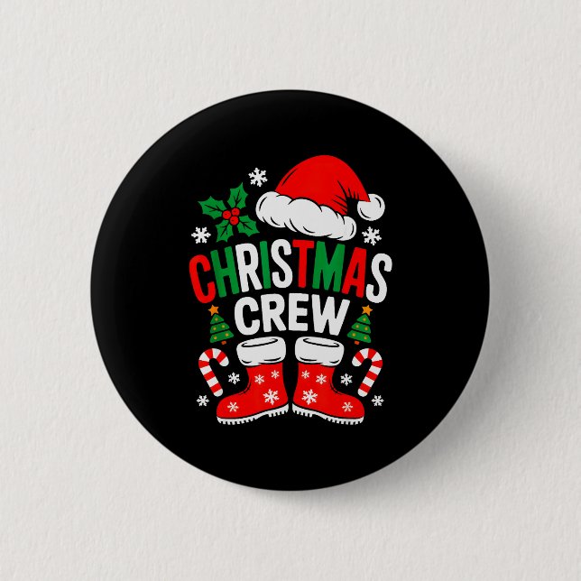 Funny Christmas Crew Xmas Squad Santa Family Pajam Knapp (Framsida)