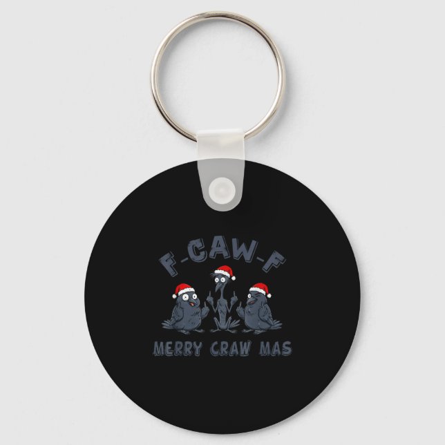 Funny Christmas Crow Graphic – F-caw-f Merry Craw  Nyckelring (Framsida)