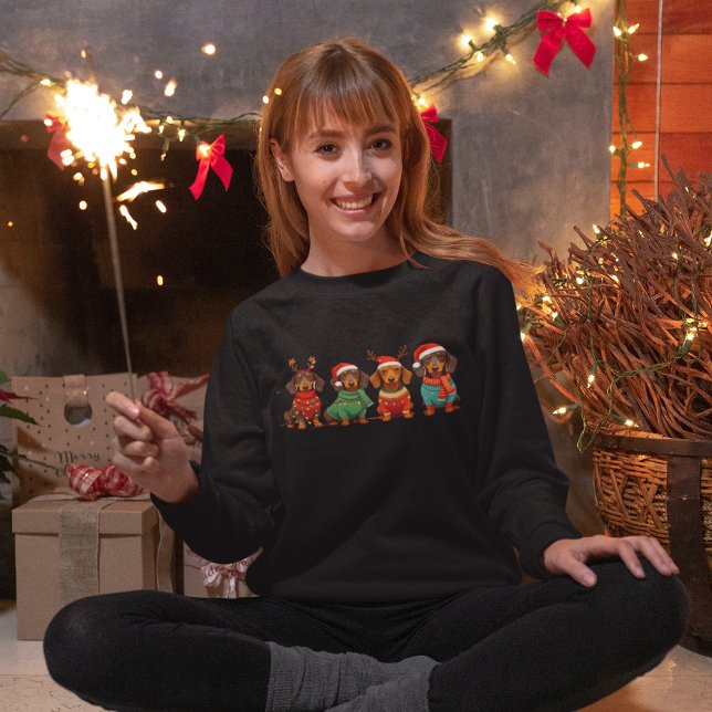 Funny Christmas Dachshunds T Shirt (Skapare uppladdad)