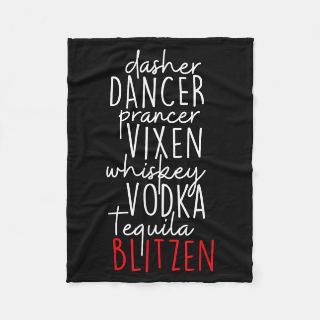 Funny Christmas Dasher Dancer Prancer Vixen Whiske Fleecefilt (Framsidan)