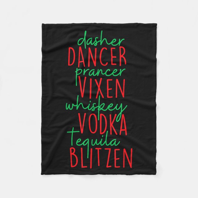 Funny Christmas Dasher Dancer Prancer Vixen Whiske Fleecefilt (Framsidan)