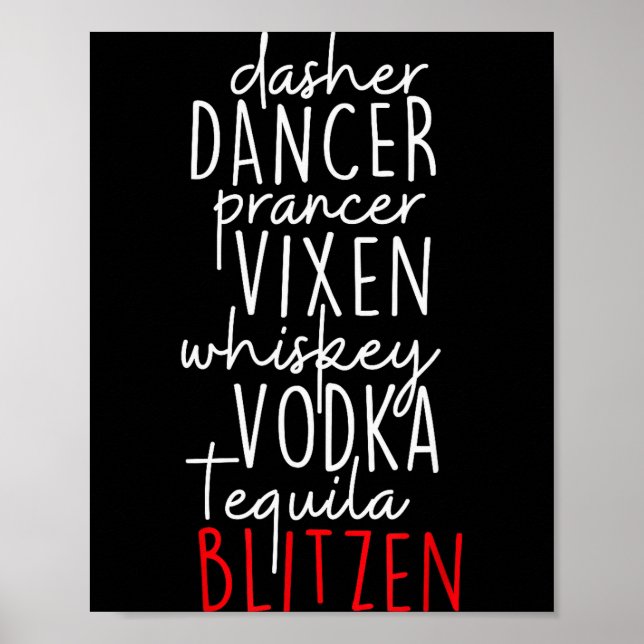 Funny Christmas Dasher Dancer Prancer Vixen Whiske Poster (Framsidan)