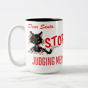 FUNNY CHRISTMAS - DEAR SANTA STOPPA MIG!!!! Två-Tonad MUGG
