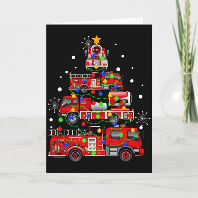 Funny Christmas Decor Firefighter Truck Christmas  Kort (Framsida)