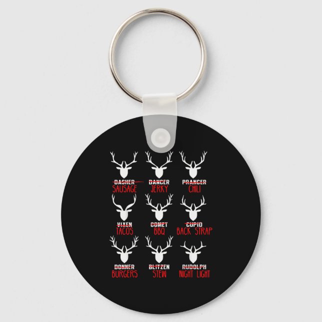Funny Christmas Deer Hunters All Of Santa's Reinde Nyckelring (Framsida)