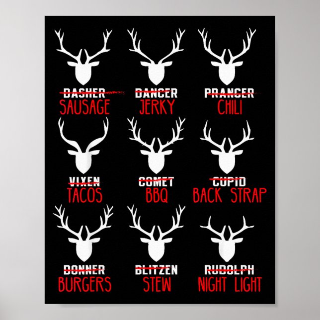 Funny Christmas Deer Hunters All Of Santa's Reinde Poster (Framsidan)