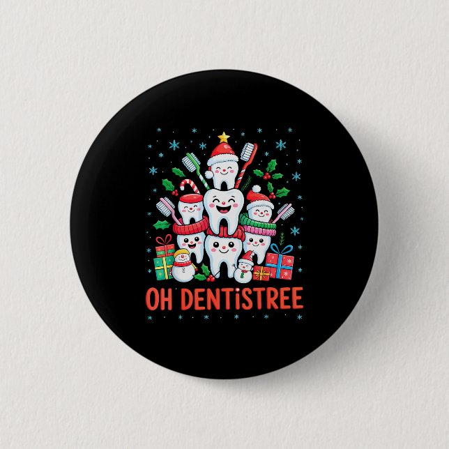 Funny Christmas Dentist Xmas Dental Oh Dentistree  Knapp (Framsida)