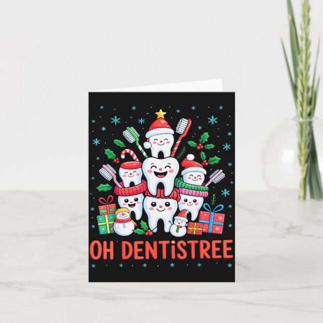 Funny Christmas Dentist Xmas Dental Oh Dentistree  Kort (Framsida)