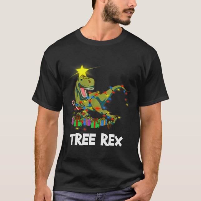 Funny Christmas Dinosaur Tree Rex Men Women Kids G T Shirt (Framsida)