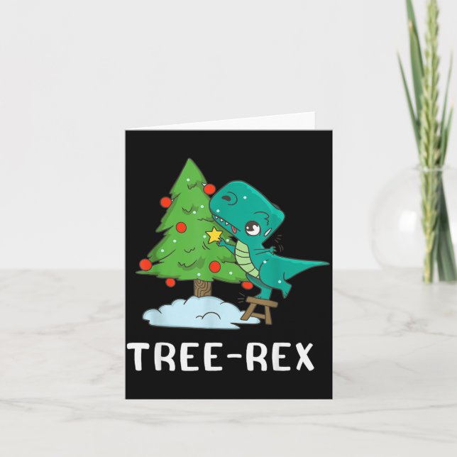 Funny Christmas Dinosaurs Christmas Tree Rex Cute  Kort (Framsida)