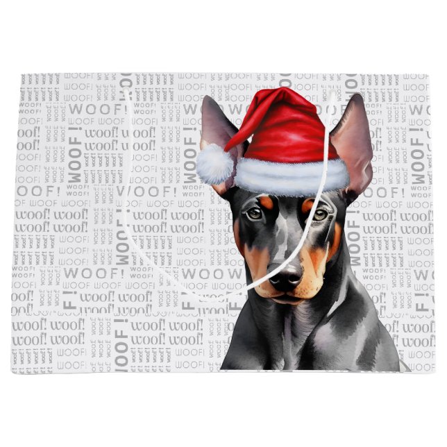 Funny Christmas Dog Doberman Pinscher Woof Words (Framsidan)