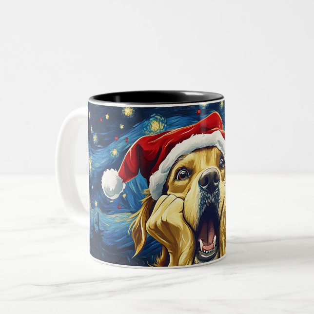Funny Christmas dog Mugs | Merry Christmas Mug Två-Tonad Mugg (Framsida vänster)