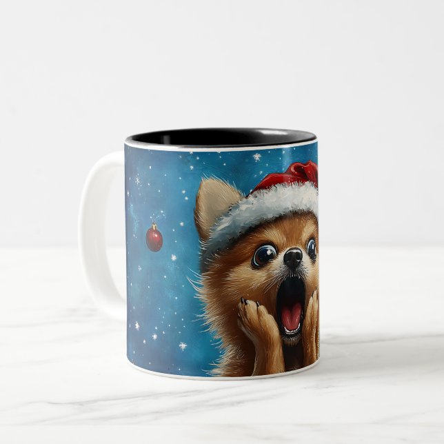 Funny Christmas dog Mugs | Merry Christmas Mug Två-Tonad Mugg (Framsida vänster)